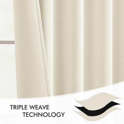 MIULEE Birch Back Tab Blackout Curtains 102 Inch Long 2 Panels Set for Bedroom, Rod Pocket/Pinch Pleated Thermal Insulated Living Room Darkening Light Blocking Floor to Ceiling Drapes