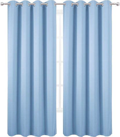 LEMOMO Blackout Curtains 66 x 84 inch/Sky Blue Curtains Set of 2 Panels/Thermal Insulated Room Darkening Bedroom Curtains