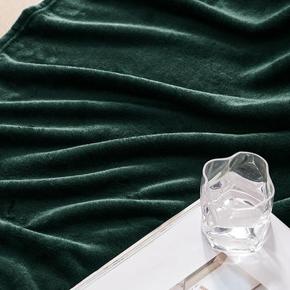 Exclusivo Mezcla Fleece Blanket Twin Size for Bed, Super Soft and Warm, All Season, Cozy, Plush, Lightweight, 90x66 Inches, Forest Green