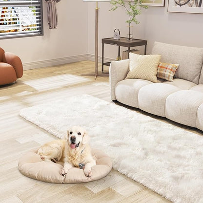 LOCHAS Ultra Soft Indoor Modern Area Rugs 2x6, Fluffy Living Room Carpets for Children Bedroom Home Decor Nursery Rug, Cream