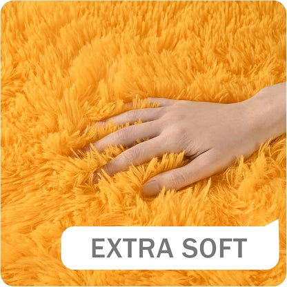Amearea Premium Soft Fluffy Rug Modern Shag Carpet, 5.3x7.5 Feet, Fuzzy Plush Rugs for Living Room Bedroom Kids Room Home Decor, Nursery Non Slip Indoor Shaggy Carpets, Orange