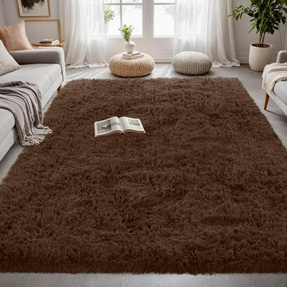 4x6 Area Rugs for Living Room Rug: Soft Fluffy Shag Brown Rugs for Bedroom, Non-Slip Large Fuzzy Plush Rug Indoor Floor Carpet for Nursery Kids Boys Girls Room, Dorms, Playroom, Modern Home Decor