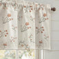 Kitchen Valances for Windows, Floral Embroidered Spring Linen Blend Farmhouse Cottage Vintage Light Filtering Valance Rod Pocket Window Treatment, 52 x 18 Inch, 1 Panel