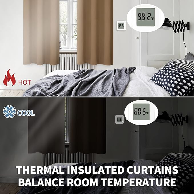 BGment Blackout Curtains for Living Room - Grommet Thermal Insulated Room Darkening Curtains for Bedroom, 2 Panels of 42 x 63 Inch, Taupe