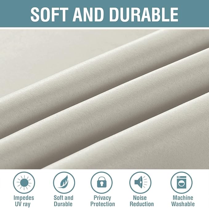 H.VERSAILTEX Light Blocking Curtain for Living Room Thermal Insulated Window Treatment Panel/Drape for Dining Room, Elegant Soft Curtain for Bedroom Grommet Top One Panel (Ivory - 52x120 Inches)
