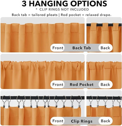 Deconovo Blackout Curtains, Thermal Insulated, W52 x L95 2 Panels, Back Tab, Machine Washable, Room-Darkening Drapes for Bedroom/Living Room Orange Flame