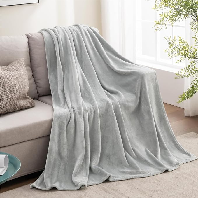 BEDELITE Fleece Blanket Light Grey Throw Blankets for Couch & Bed, Luxury Plush Cozy Fuzzy 50x60 inches, Super Soft Warm Lightweight Throw for Travel Camping