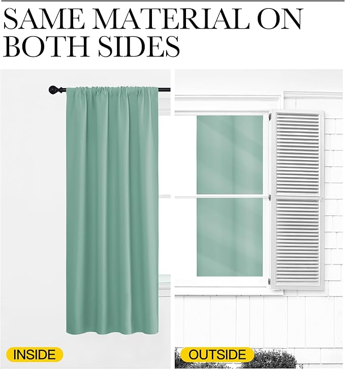 NICETOWN 2 Panels Blackout Curtains, Rod Pocket Thermal Insulated Drapess for Bedroom, Privacy Protection Easy-Care Heavy Duty Curtains for Living Room/Dining Room, W70 x L95 inches, Aqua