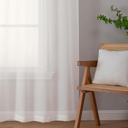 Aiyufeng Ivory Kitchen Sheer Curtains 63 inch Length 2 Panels, Rod Pocket Light Weight Soft Curtain Sheers, Voile Sheer Drapes for Basement Kitchen or Small Window Curtains, Each is 40W x 63L