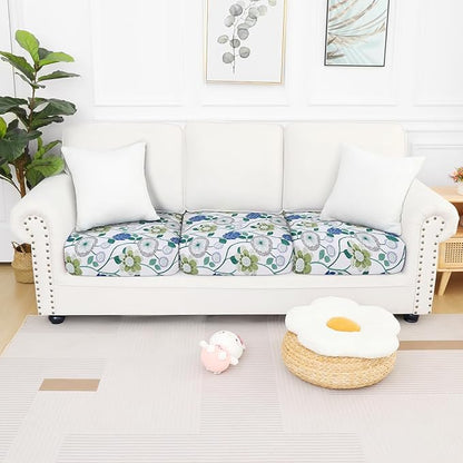 Smiry Printed Couch Cushion Covers, Stretch Soft Couch Covers for Sofa, Washable Non-Slip Sofa Slipcover Furniture Protector for Indoor and Outdoor (3 Pack, Light Green)