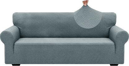 ZNSAYOTX 1 Piece Jacquard Couch Covers for 3 Cushion Couch Living Room High Stretch Sofa Cover Pets Dogs Friendly Anti Slip Thickened Slipcovers Furniture Protector (Large, New Pattern Light Grey)