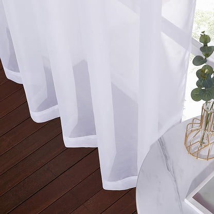 NICETOWN Sheer Curtains 63 inch Length - Grommet Living Room Curtain Panels Voile Textured Soft and Lightweight Window Treatments for Bedroom Decor, W37 x L63, 2 Pieces