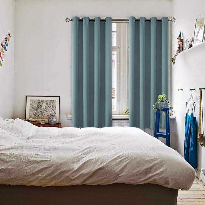 BGment Room Darkening Curtains 72 Inches Long - Grommet Thermal Insulated Drapes Window Treatment Curtains for Bedroom, 2 Panels, 52 x 72 Inch, Stone Blue