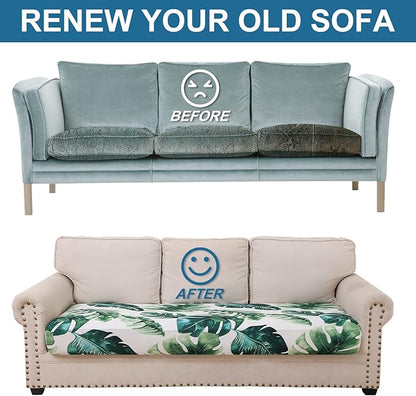 Smiry Printed Couch Cushion Covers, Stretch Soft Couch Covers for Sofa, Washable Non-Slip Sofa Slipcover Furniture Protector for Indoor and Outdoor (2 Pack, Green)