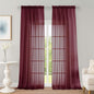 OWENIE Sheer Curtains 2 Panels Set for Bedroom Living Room, Soft Solid Rod Pocket Light Filtering Window Treatment, 2Pcs Each 59" W x 96" L, Burgundy Wine