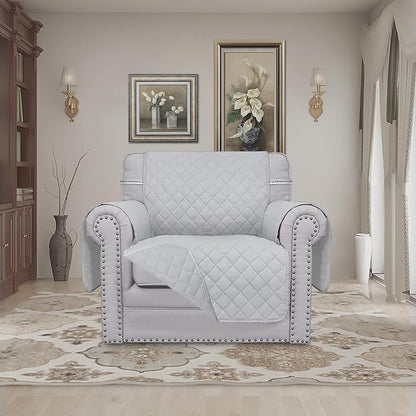 Easy-Going Chair Sofa Slipcover Reversible Sofa Cover Water Resistant Couch Cover Furniture Protector Cover with Elastic Straps for Pets Kids Children Dog Cat (Chair, Light Gray/Light Gray)