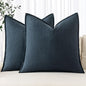 MIULEE Decorative Linen Pillow Covers 20x20 Inch Navy Blue Boho Farmhouse Neutral Couch Throw Pillows for Bed Pack of 2 Accent Coastal Modern Pillowcase Summer Sofa Livingroom Home Decor