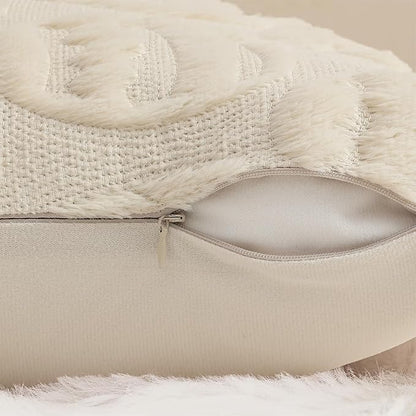 decorUhome Easter Beige Egg Pillow Covers 12x20 Inch Set of 2, Soft Plush Faux Wool Jacquard Cushion Covers, Farmhouse Neutral Fuzzy Spring Easter Holiday Decor for Couch Sofa Bed