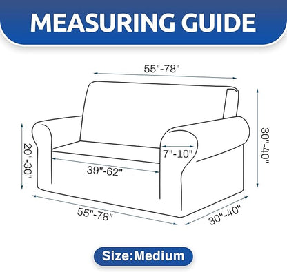 KEKUOU Stretch Loveseat Sofa Cover Slipcover,Couch Covers for 2 Cushion Couch Sofa (55"-78") Furniture Protector Sofa with Elastic Bottom for Kids,Dog. Jacquard Small Checked (Medium,Peacock Blue)