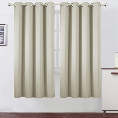 LEMOMO Light Beige Thermal Blackout Curtains/52 x 72 Inch/Set of 2 Panels Room Darkening Curtains