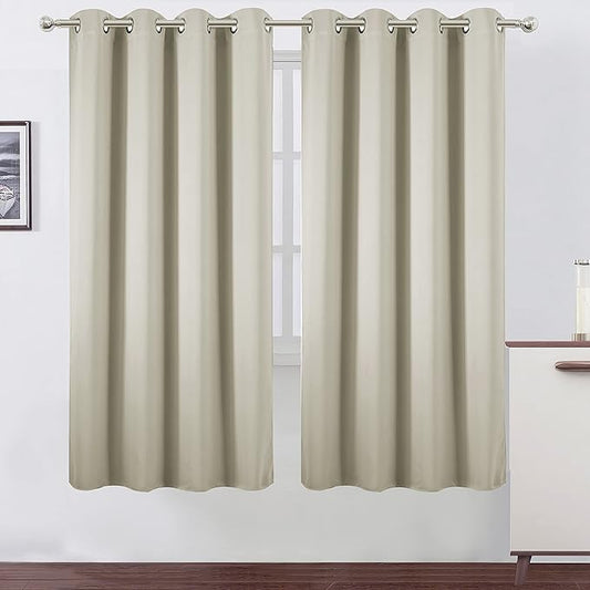 LEMOMO Light Beige Thermal Blackout Curtains/52 x 72 Inch/Set of 2 Panels Room Darkening Curtains