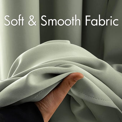 MIULEE Room Darkening Curtains Thermal Insulated Drapes Solid Window Treatment Set Grommet Top Light Blocking Blackout Curtain for Living Room/Bedroom 2 Panels 66 x 84 inch Sage Green