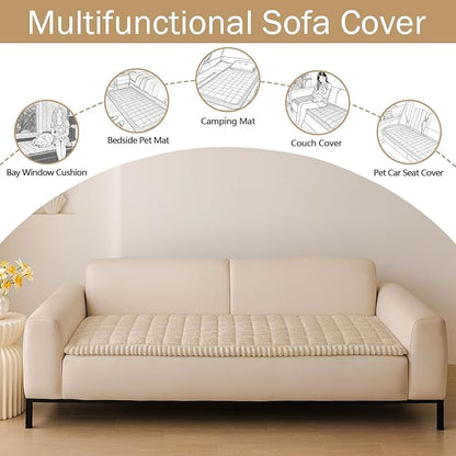 hyha Couch Covers for Dogs Washable, Non Slip Plush Dog Sofa Protectors, Fuzzy Pet Couch Covers for 3 Cushion Sofa Pet Friendly (Apricot, 27.6" x 70.9")