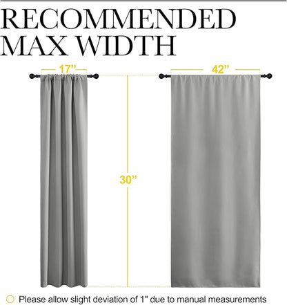 NICETOWN 2 Panels Blackout Curtains, Rod Pocket Thermal Insulated Drapes for Kitchen, Heavy Duty Small Window Treatment for Dorm Room, Studio Apartment, Basement (Silver Grey, W42 x L30)