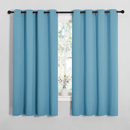 NICETOWN Thermal Insulated Curtains Blackout Draperies, Window Treatment Solid Grommet Room Darkening Drape Panels for Bedroom (Teal Blue, Set of 2, 55 by 68 inches Long)