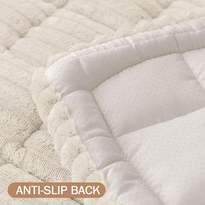 Smiry Couch Cover for Dogs Washable, Non Slip Fuzzy Pet Couch Covers for 3 Cushion Sofa Pet Friendly, Thick Soft Sofa Slipcovers Cushion Protector (White, 27.6" x 47")