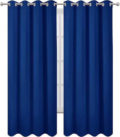 LEMOMO Blackout Curtains 66 x 95 inch/Royal Blue Curtains Set of 2 Panels/Thermal Insulated Room Darkening Bedroom Curtains