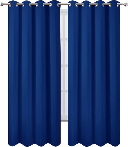 LEMOMO Blackout Curtains 66 x 95 inch/Royal Blue Curtains Set of 2 Panels/Thermal Insulated Room Darkening Bedroom Curtains