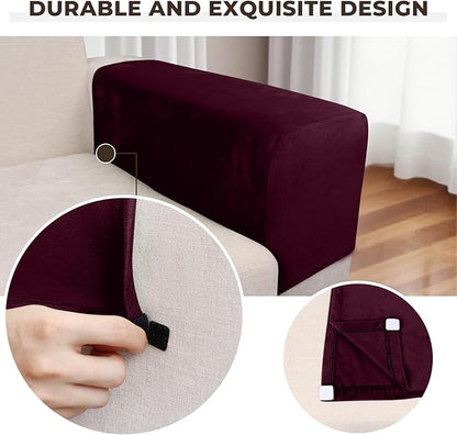 Couch Arm Covers 2 Pcs Sofa Armrest Covers Stretch Couch,Armrest Cover for Chairs Scratch-Resistant Sofa Arm Cover Armchair Slipcovers,Wine