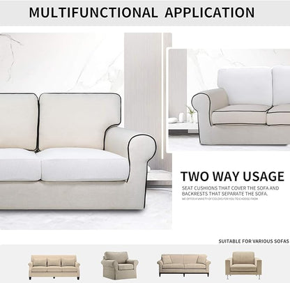Easy-Going Stretch Cushion Cover Sofa Cushion Furniture Protector Sofa Seat Sofa slipcover Sofa Cover Soft Flexibility with Elastic Bottom(Chiar Cushion,Snow White)