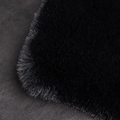 Ghouse Ultra Soft Faux Rabbit Fur Rug, Machine Washable Area Rugs for Bedroom Fluffy Rugs for Living Room, No-Shedding Carpet Sheepskin Runner Rugs Black 2 x 8 Feet