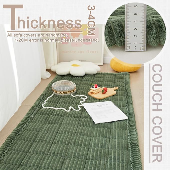 Couch Cover for Dogs Washable, Fuzzy Pet Couch Covers for 3 Cushion Sofa Pet Friendly, Non Slip Sofa Cover (Green, 27.6" x 27.6"/70 x 70cm 2 PCS)