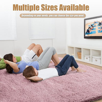 9x12 Fluffy Area Rugs for Living Room,Large Fuzzy Shag Area Rug for Bedroom,Blush Soft Non-Shedding Indoor Plush Carpet for Kids Bedroom Nursery Home Decor