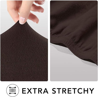 PureFit Super Stretch 4 Seater Sofa Slipcover – Spandex Non Slip Soft Couch Sofa Cover, Washable Furniture Protector with Non Skid Foam and Elastic Bottom for Kids, Pets （XX Large, Chocolate）