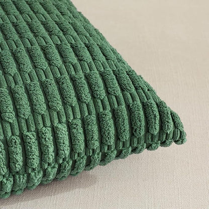 Fancy Homi Set of 4 Green Lumbar Rectangle Decorative Throw Pillow Covers 16x24 Inch for Couch Bed Chair, Aesthetic Boho Room Decor, Soft Fuzzy Thick Corduroy Textured Cushion Case 40x60cm