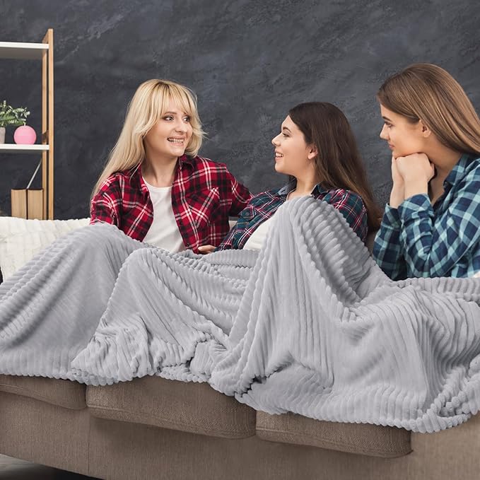 Buryeah 12 Pcs Flannel Throw Blanket Bulk 50 x 60 in Sleepover Blanket Outdoor Wedding Throw Lightweight, Oeko-tex Standard 100 Certified for Sofa Homeless Gifts (Light Gray)