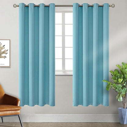 BGment Blackout Curtains - Grommet Thermal Insulated Room Darkening Bedroom and Living Room Curtains, Set of 2 Panels (52 x 72 Inch, Aqua)