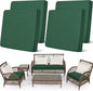 Newwiee Set of 4 Stretch Patio Cushion Covers Sofa Couch Seat Chair Slipcovers Cushion Cover Replacement Furniture Protector for Pets Washable(Pine Green,Seat Cover,Solid)
