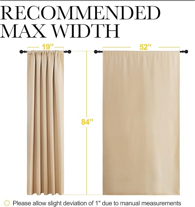 NICETOWN Room Darkening Curtains for Bedroom - Home Decoration Privacy Protection Thermal Insulated Solid Drapes/Draperies for Large Window (Biscotti Beige, Set of 2, 52 x 84 inches)