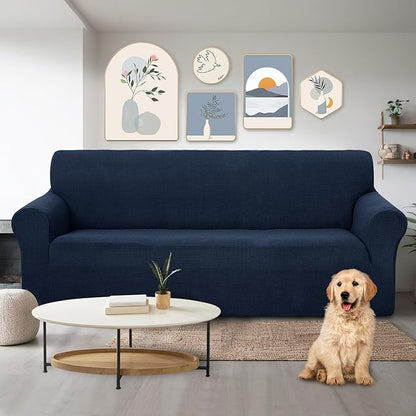 U-NICE HOME Stretch Couch Cover Sofa Cover Washable Sofa Slipcover Furniture Protector for 3 Cushion Couch Sofa Pet Friendly(Sofa, Navy)