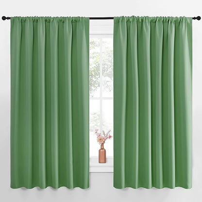 NICETOWN Blackout Curtains for Bedroom, Blackout Curtain Panels, Froest Green, 1 Pair, 70 by 63-inch, Window Treatment Energy Saving Thermal Insulated Solid Rod Pocket Blackout Drapes/Draperies