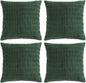Fancy Homi Set of 4 Dark Green Boho Decorative Throw Pillow Covers 22x22 Inch for Couch Bed Sofa, Aesthetic Modern Bohemian Room Decor, Soft Fuzzy Fluffy Cozy Corduroy Textured Cushion Case 55x55cm