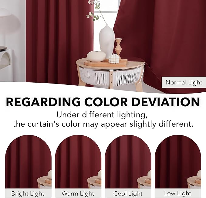 Deconovo Blackout Curtains for Living Room Thermal Insulated Back Tab and Rod Pocket Room Darkening Curtains 52Wx72L Inch Burgundy Red 2 Panels