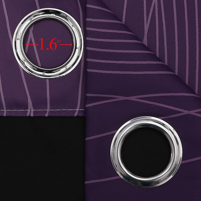 Estelar Textiler Purple and Greyish White Ombre Blackout Curtains 45 Inch Length 2 Panels, Full Room Darkening Gradient Drapes for Kitchen,Thermal Insulated Grommet Short Curtains for Bathroom,42Wx45L