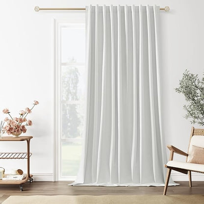 Guken White 100% Blackout Linen Curtains 70 Inch Wide by 108 Inch for Living Room Bedroom Back Tab Thermal Insulated Black Out 1 Drapes Room Darkening Window Curtains,1 Panel