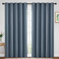 Yakamok Blackout Curtains Room Darkening Thermal Insulated Window Panels,Solid Grommet Top Drapes for Bedroom/Living Room(70Wx84L, Stone Blue, 2 Panels)